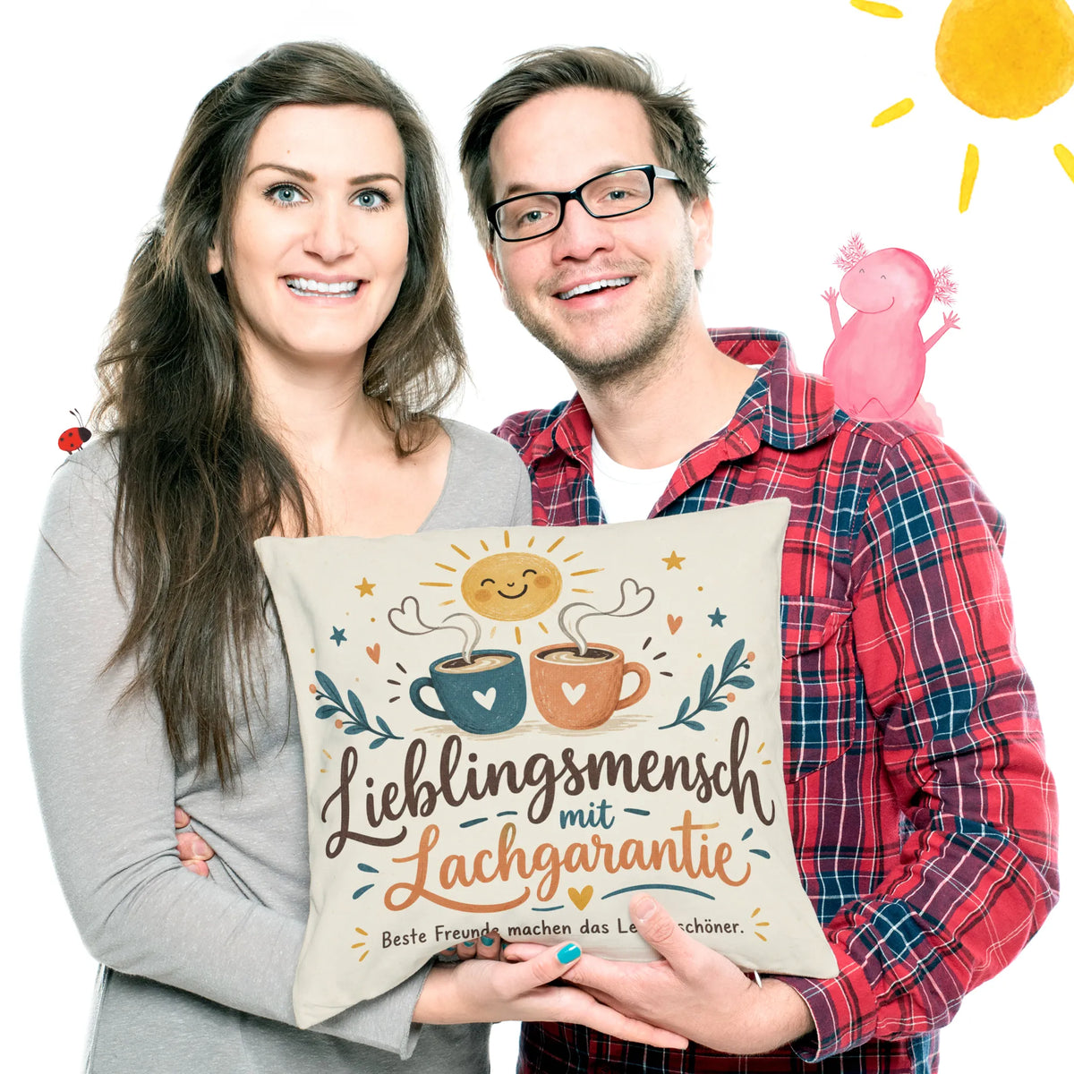 Lustiges Kissen für den Lieblingsmenschen mit Kaffeetassen