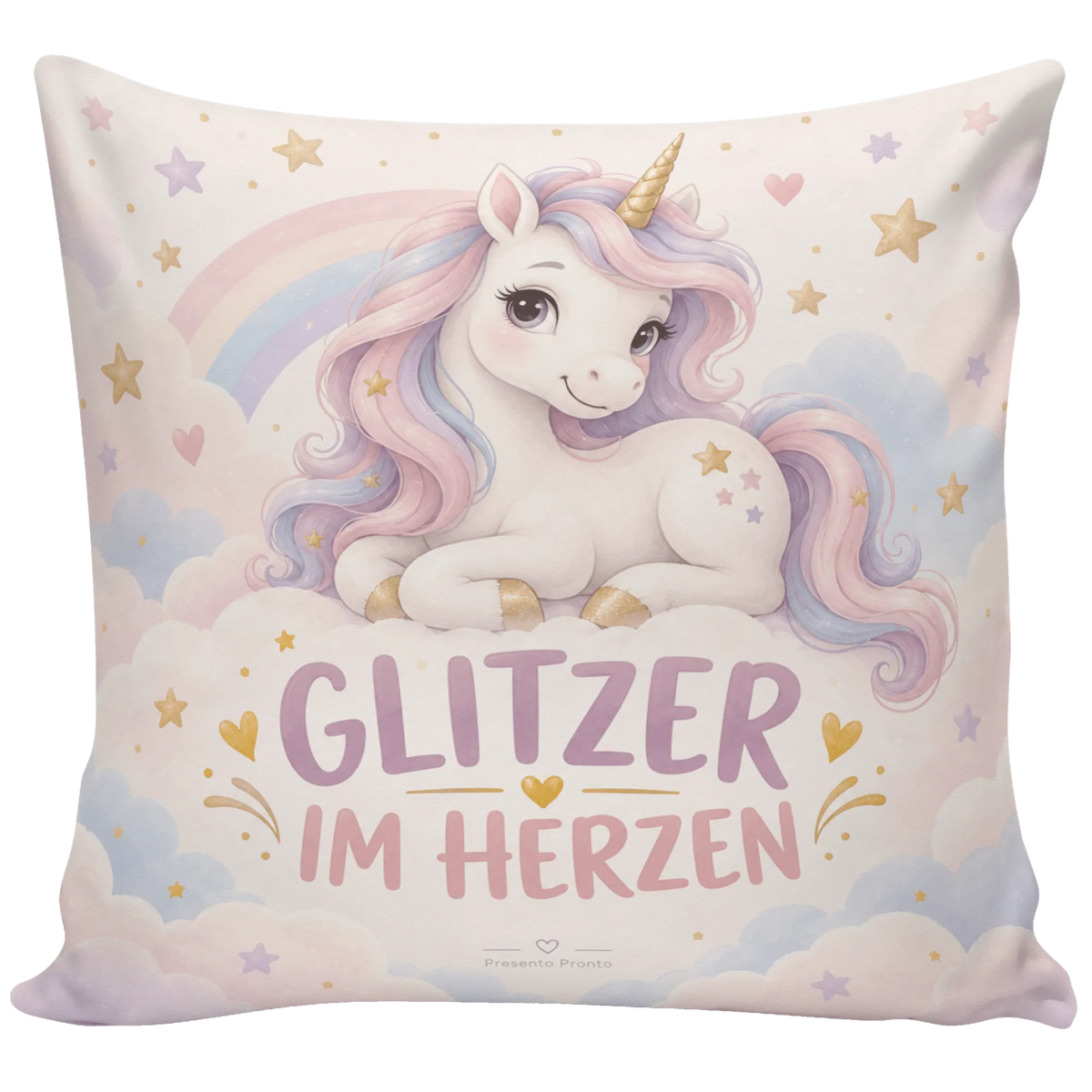 Süßes Einhorn Kissen für Mädchen mit pastellfarbenem Einhorn