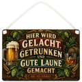 Lustiges Holzschild für die Bar mit Bierkrug
