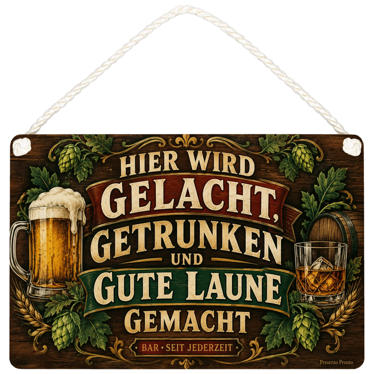 Lustiges Holzschild für die Bar mit Bierkrug