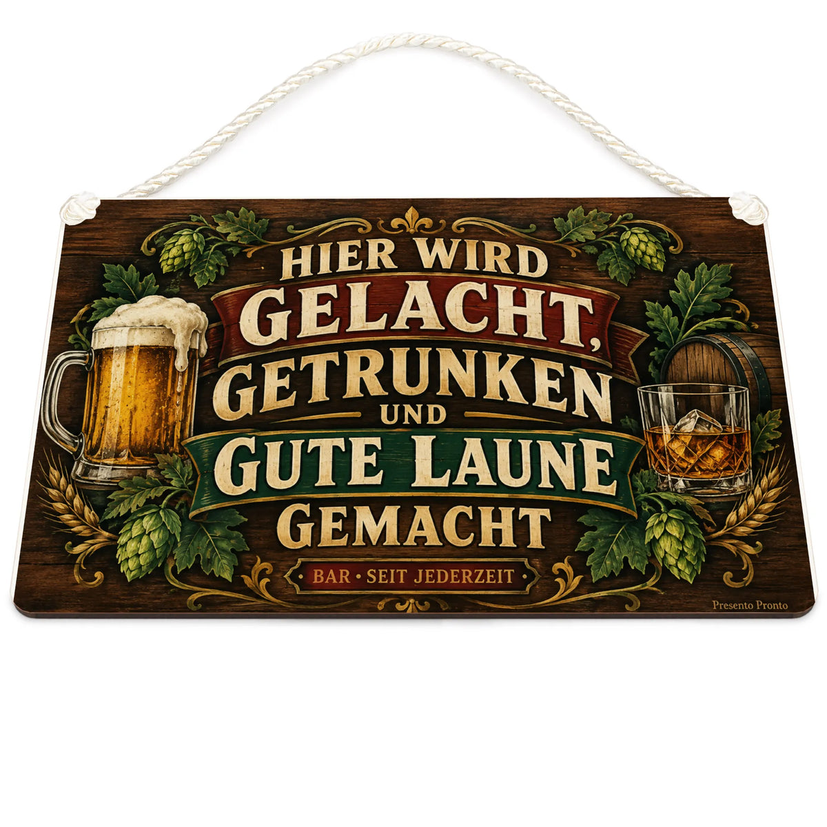 Lustiges Holzschild für die Bar mit Bierkrug