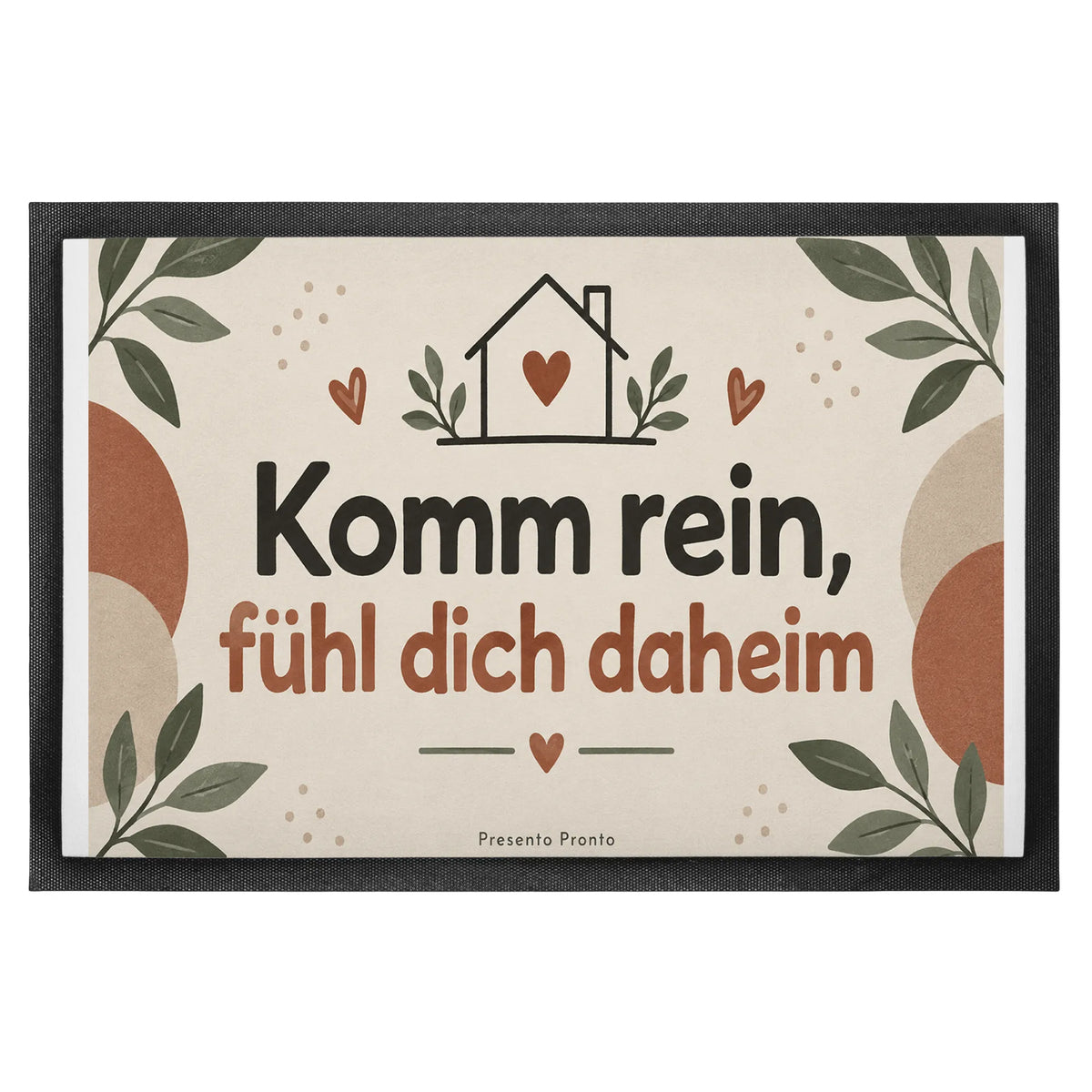 Herzliche Fußmatte für Zuhause mit Haus in Terrakotta