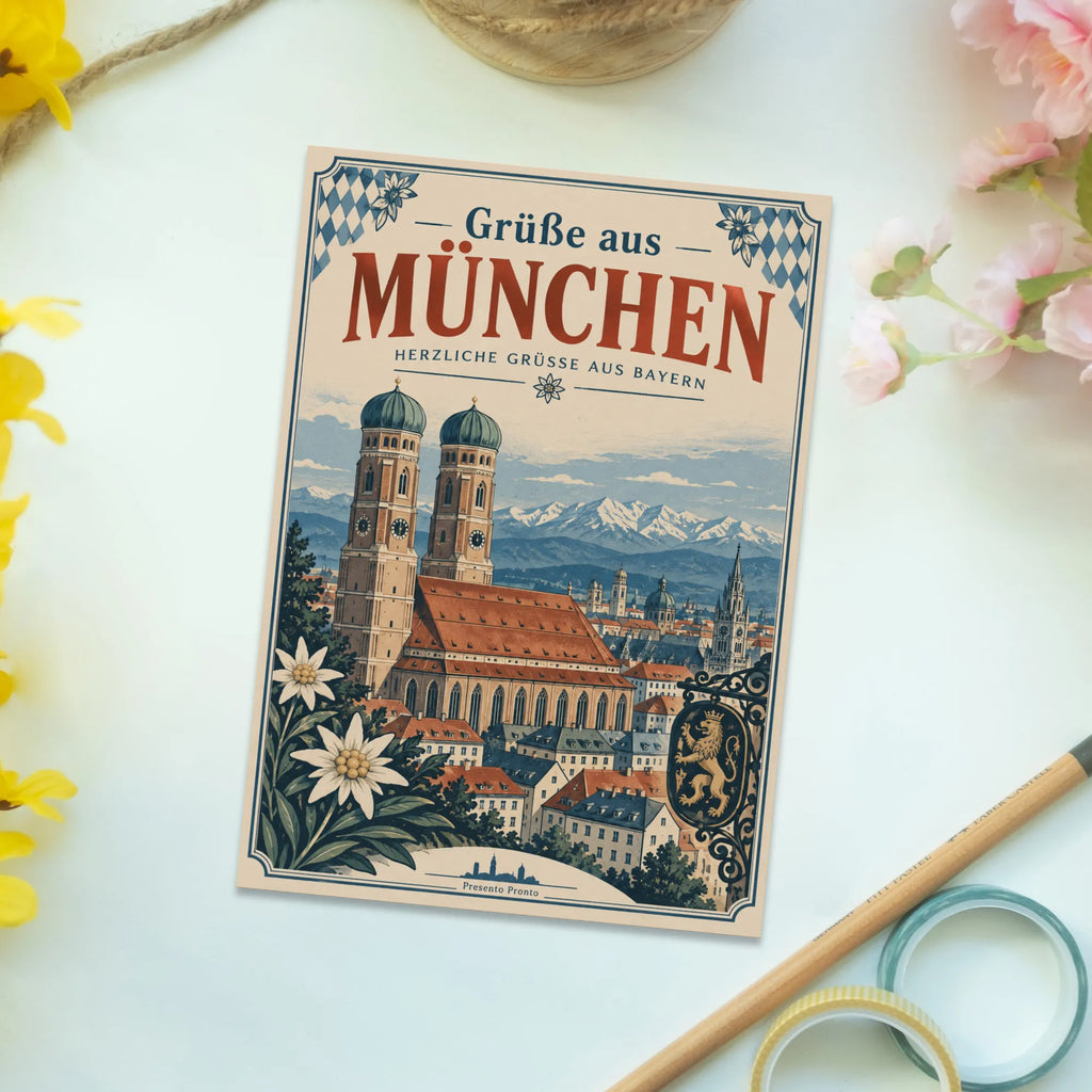 Herzliche Postkarte aus München für Urlaubsgrüße mit Frauenkirche|p:2018110|h:935a7f22b6710fee7b8660c06a5b4cdc