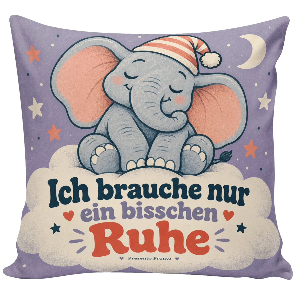 Lustiges Kissen mit Elefant in Schlafmütze für Ruhesuchende