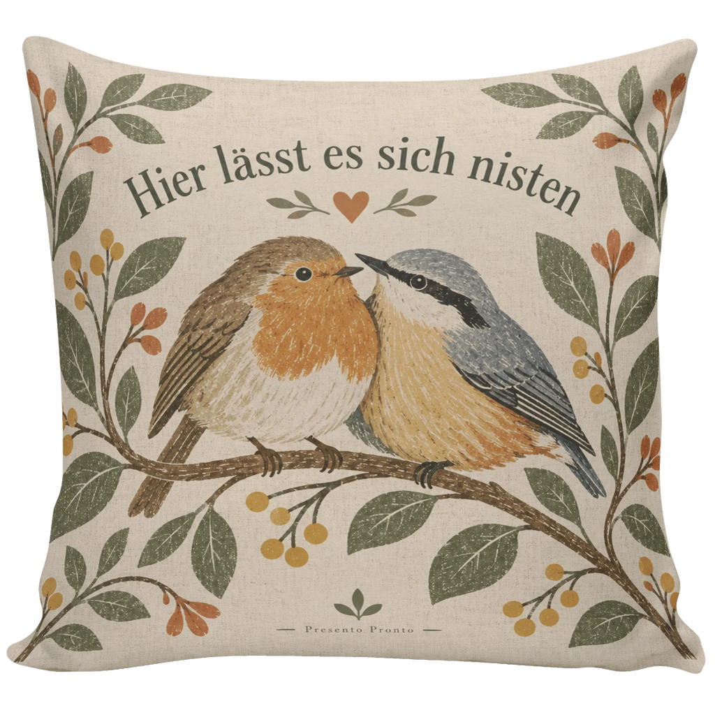 Gemütliches Kissen mit Vögeln für Vogelfans auf Beerenzweig|p:2018120|h:9c5814646d8d18da73cf9aac82e0747f