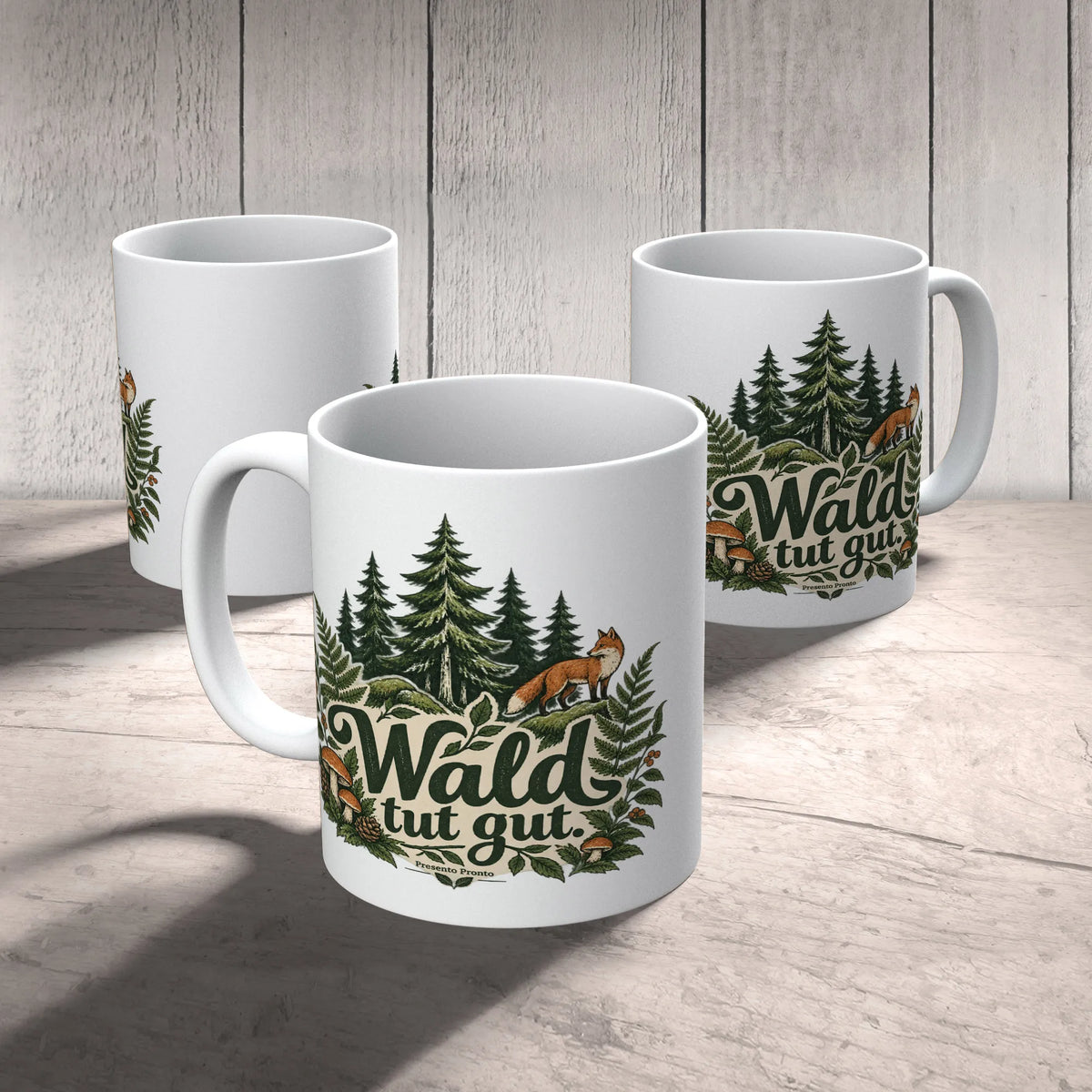 Entspannende Waldtasse für Waldliebhaber mit Fuchs