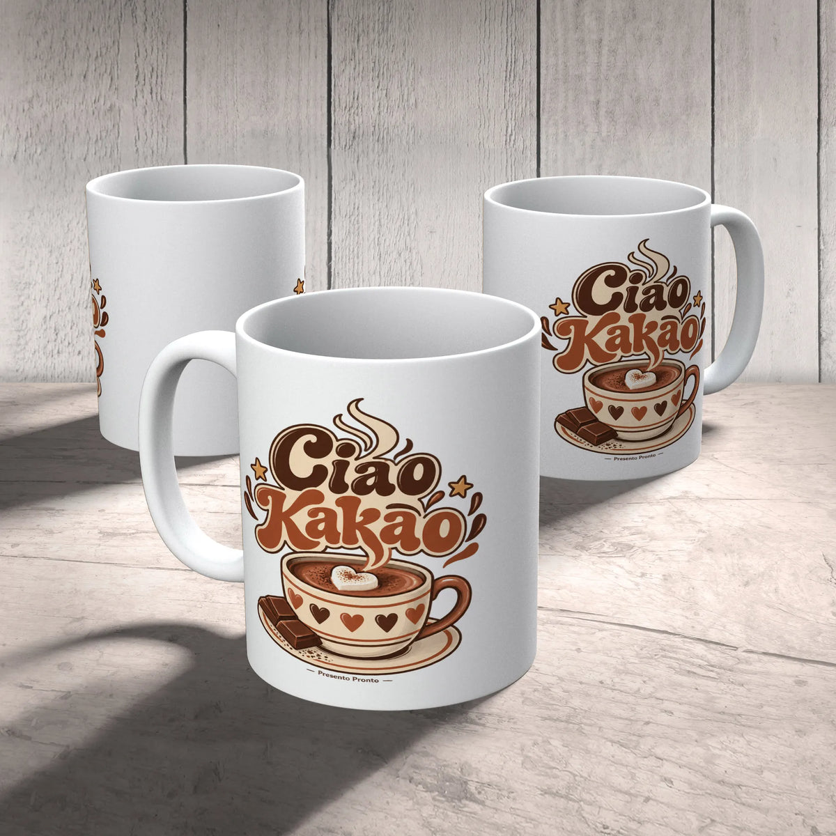 Gemütliche Ciao Kakao Tasse für kalte Tage