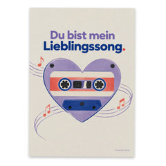 Romantische Grußkarte für Musikfans mit Herz Kassette