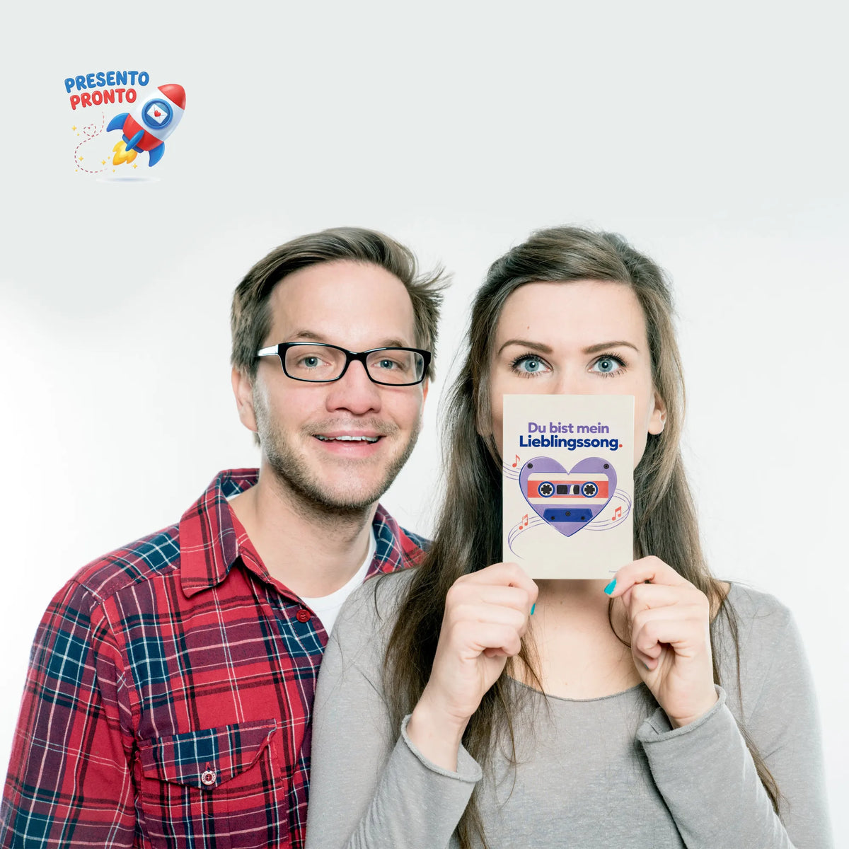 Romantische Grußkarte für Musikfans mit Herz Kassette