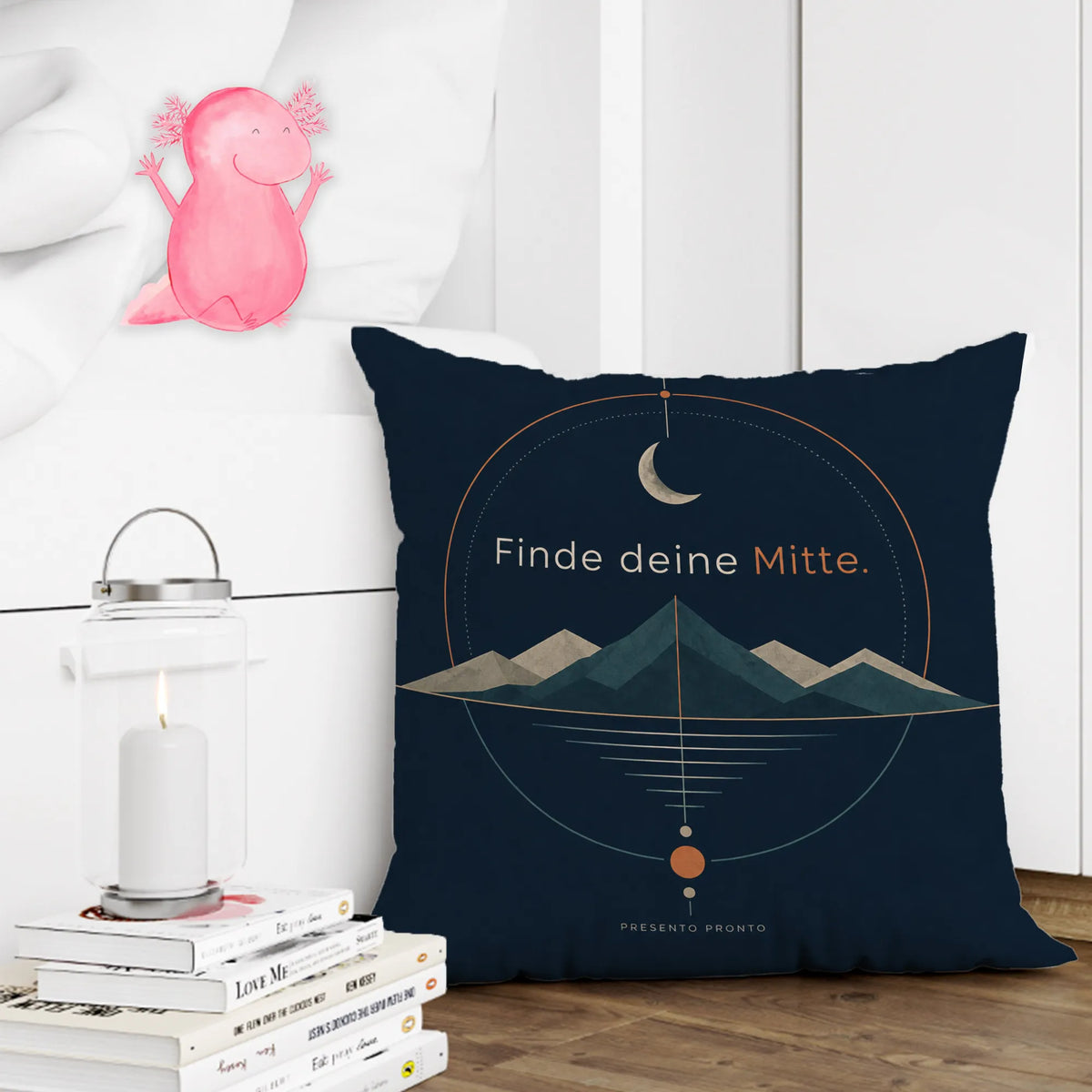 Entspannendes Yoga-Kissen für Yogafans mit Berg und Mond