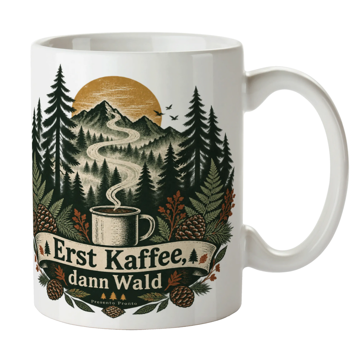 Lustige Tasse für Waldliebhaber mit Nadelwald