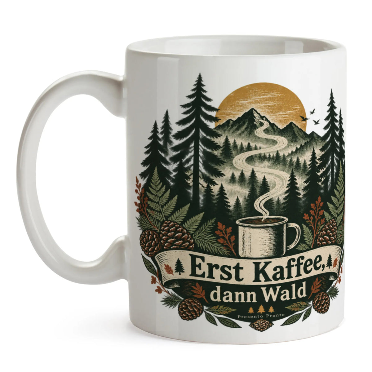 Lustige Tasse für Waldliebhaber mit Nadelwald