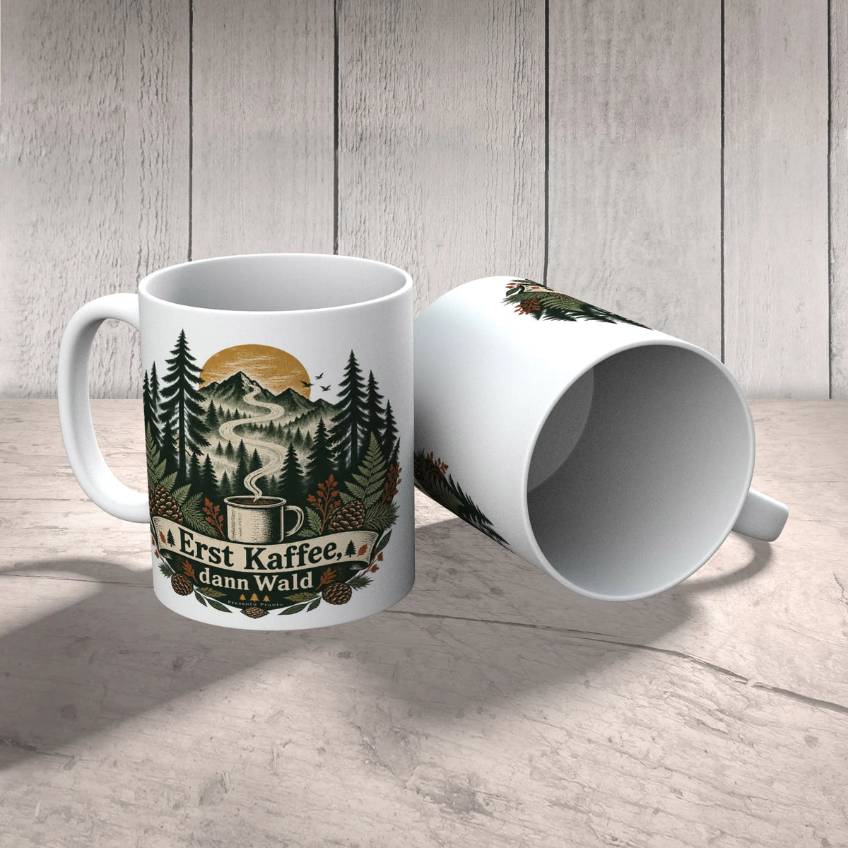 Lustige Tasse für Waldliebhaber mit Nadelwald