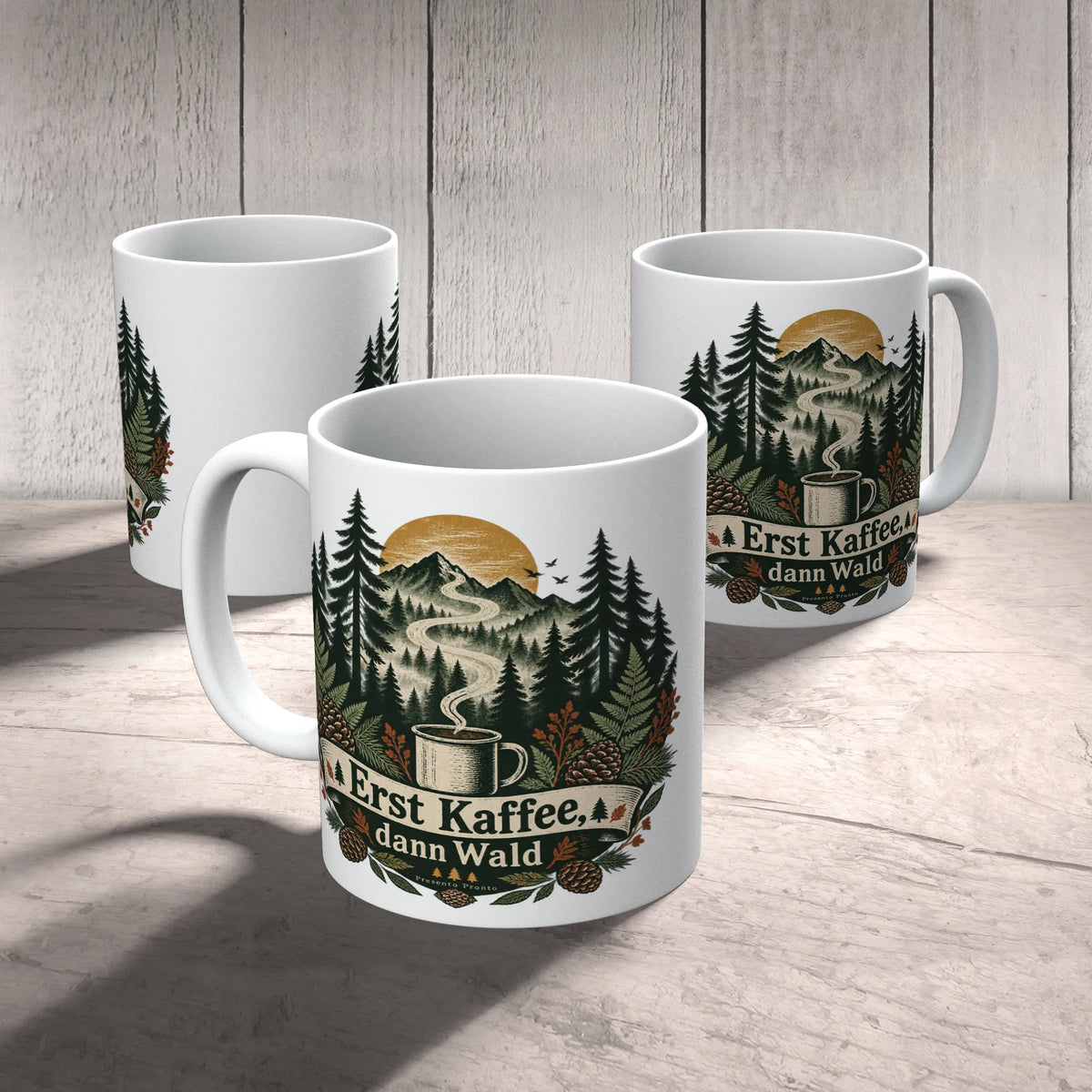 Lustige Tasse für Waldliebhaber mit Nadelwald