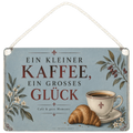 Elegantes Schild fürs Café mit Kaffeetasse und Croissant