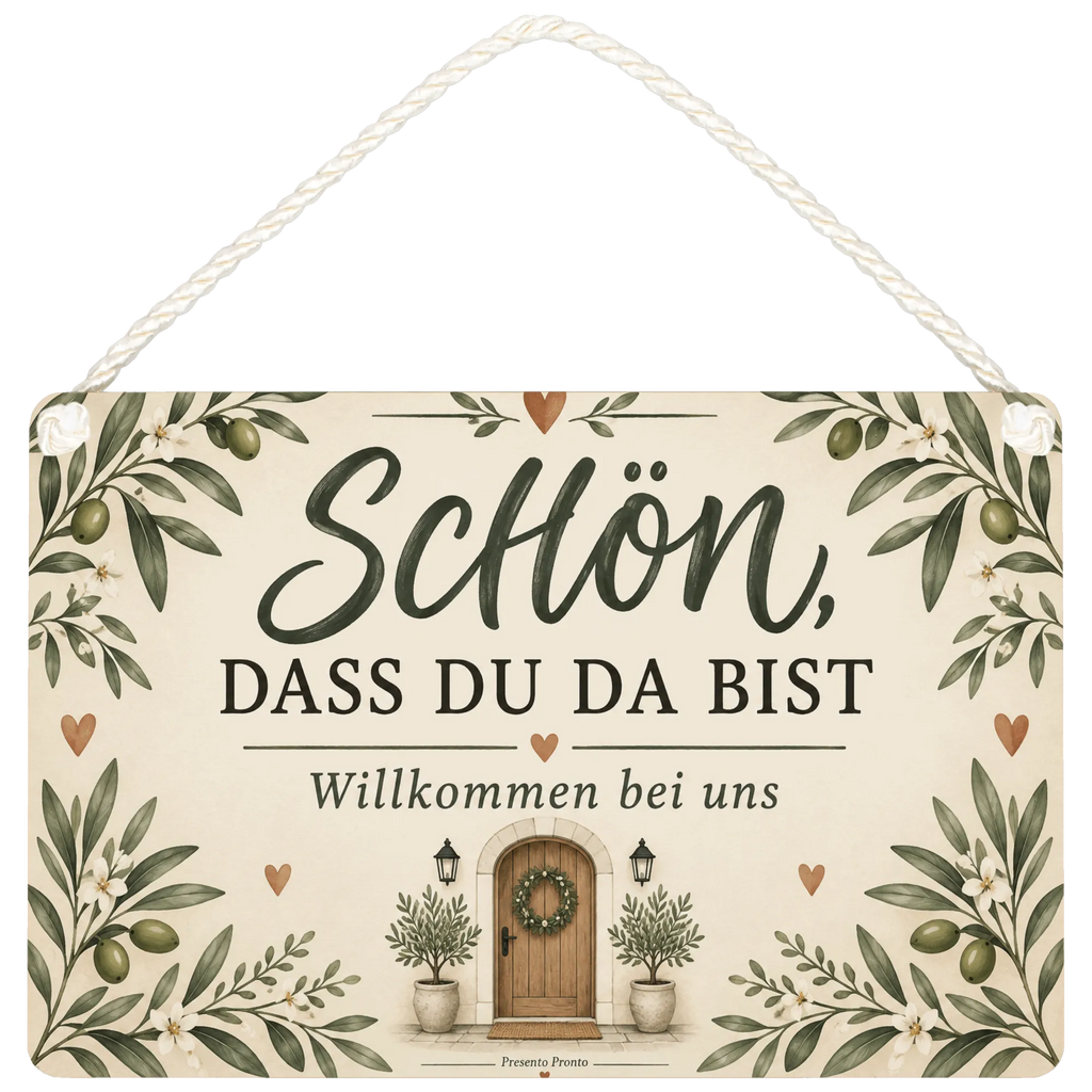 Herzliches Schild für Gäste mit Olivenzweigen|p:2018273|h:bc7c3df72bafb1425be156be64989e9d