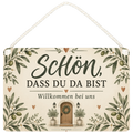 Herzliches Schild für Gäste mit Olivenzweigen