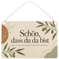 Einladendes Schild für Gäste mit Olivenzweigen