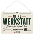 Kreatives Schild für die Werkstatt mit Schraubenschlüssel