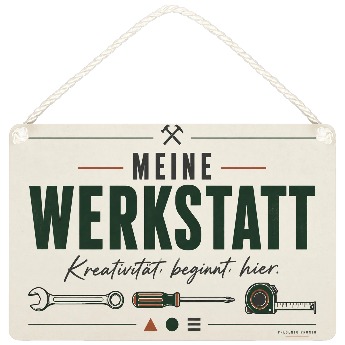Kreatives Schild für die Werkstatt mit Schraubenschlüssel