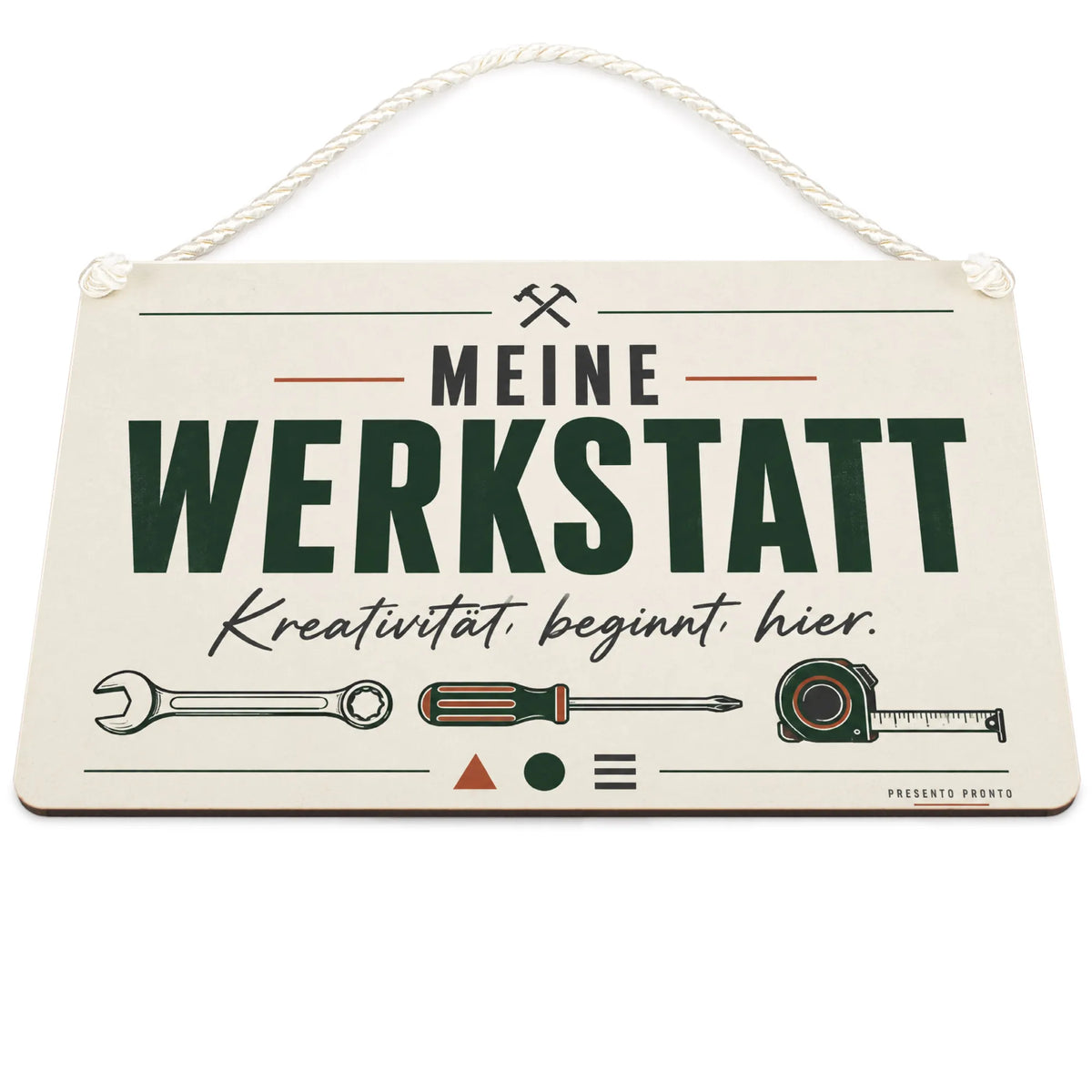 Kreatives Schild für die Werkstatt mit Schraubenschlüssel