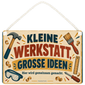 Freundliches Schild für Papas Werkstatt mit Hammer und Pinsel