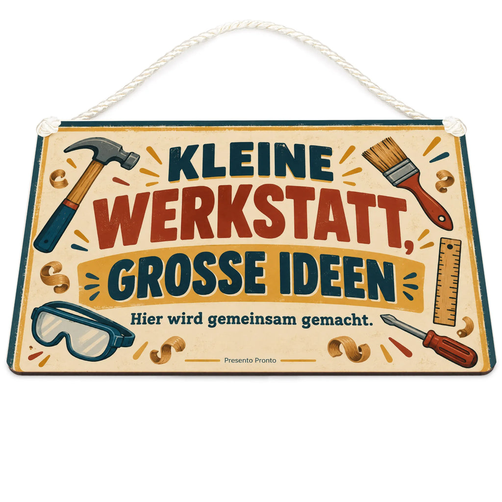Freundliches Schild für Papas Werkstatt mit Hammer und Pinsel|p:2018331|h:c6835a0c151f1b37f2c32f2b7560c81a