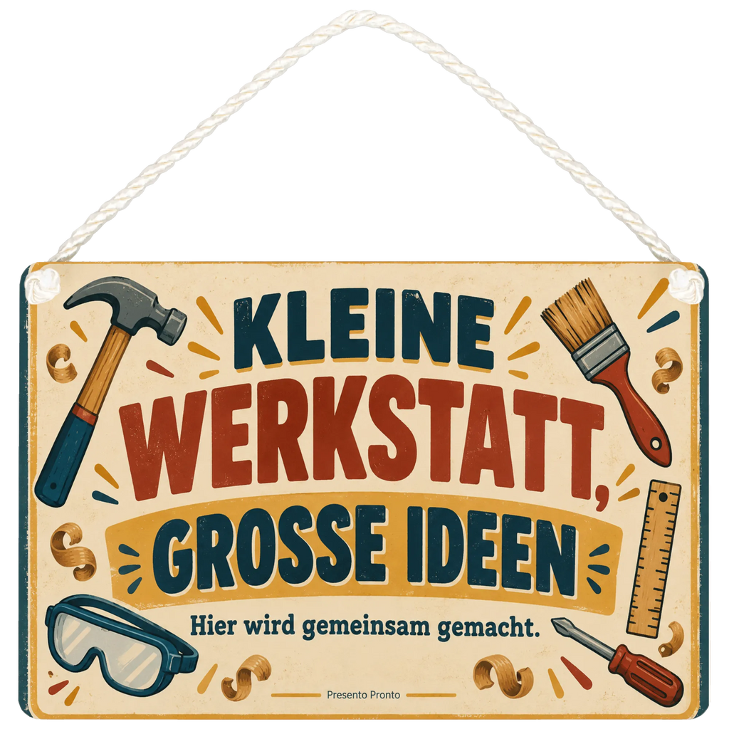Freundliches Schild für Papas Werkstatt mit Hammer und Pinsel|p:2018332|h:328754f7ef34d3e50a91d9673a7c577c
