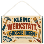 Freundliches Schild für Papas Werkstatt mit Hammer und Pinsel|p:2018332|h:328754f7ef34d3e50a91d9673a7c577c