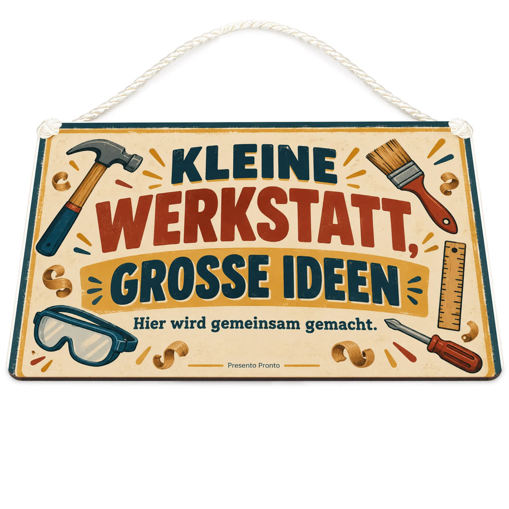 Freundliches Schild für Papas Werkstatt mit Hammer und Pinsel|p:2018332|h:f625fd3921ea1e2d52545013496fc53e