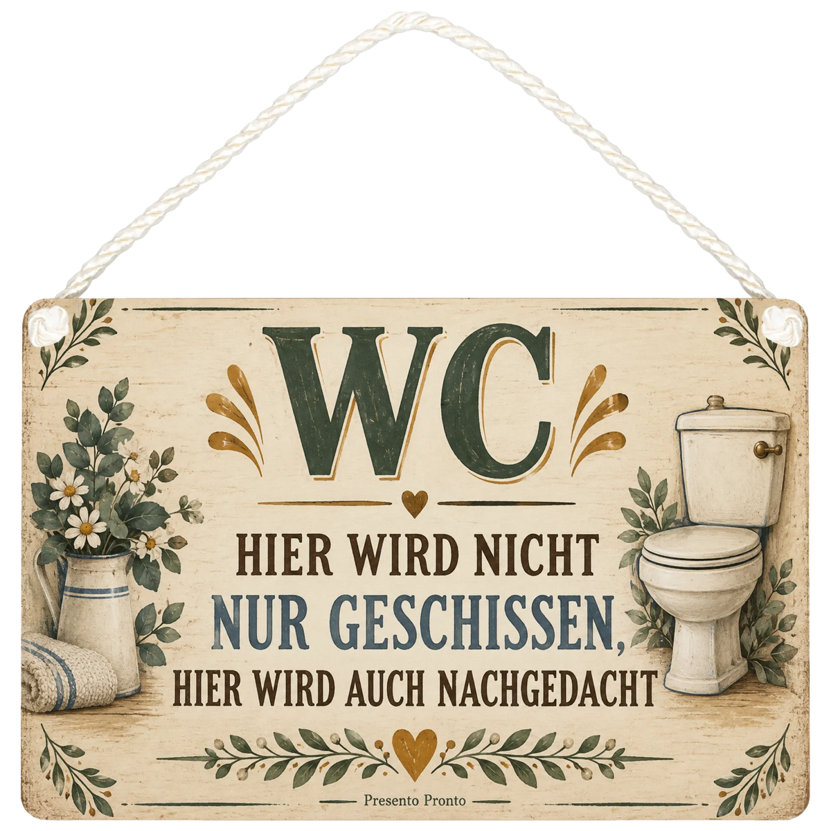 Lustiges Schild fürs Gäste-WC mit Vintage-Typografie