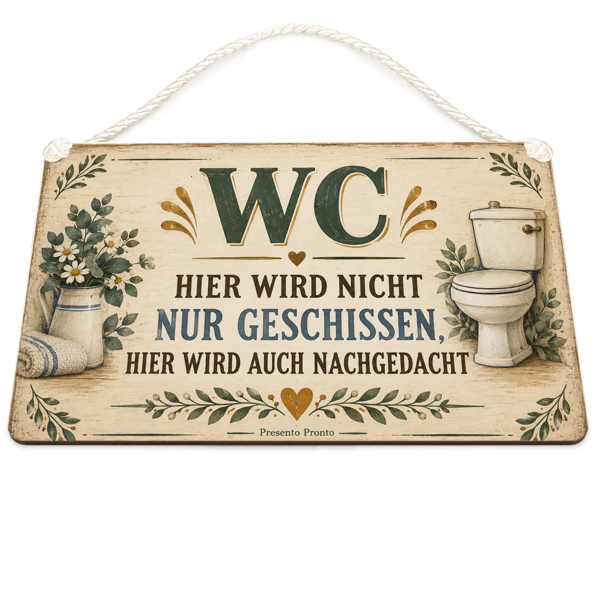 Lustiges Schild fürs Gäste-WC mit Vintage-Typografie