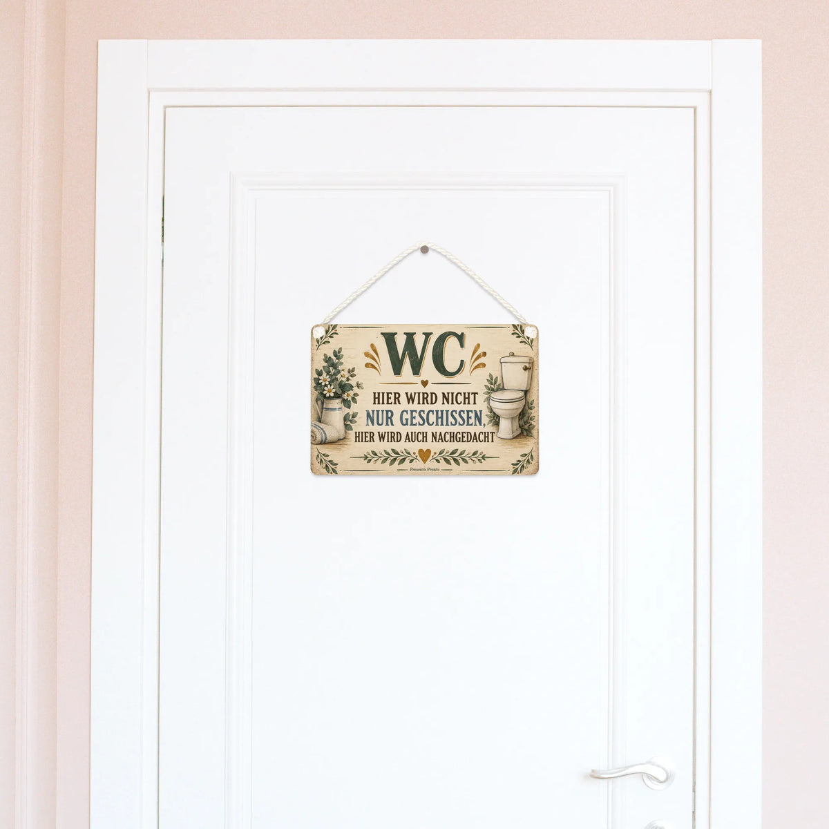 Lustiges Schild fürs Gäste-WC mit Vintage-Typografie