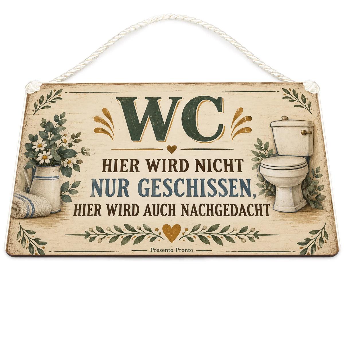 Lustiges Schild fürs Gäste-WC mit Vintage-Typografie