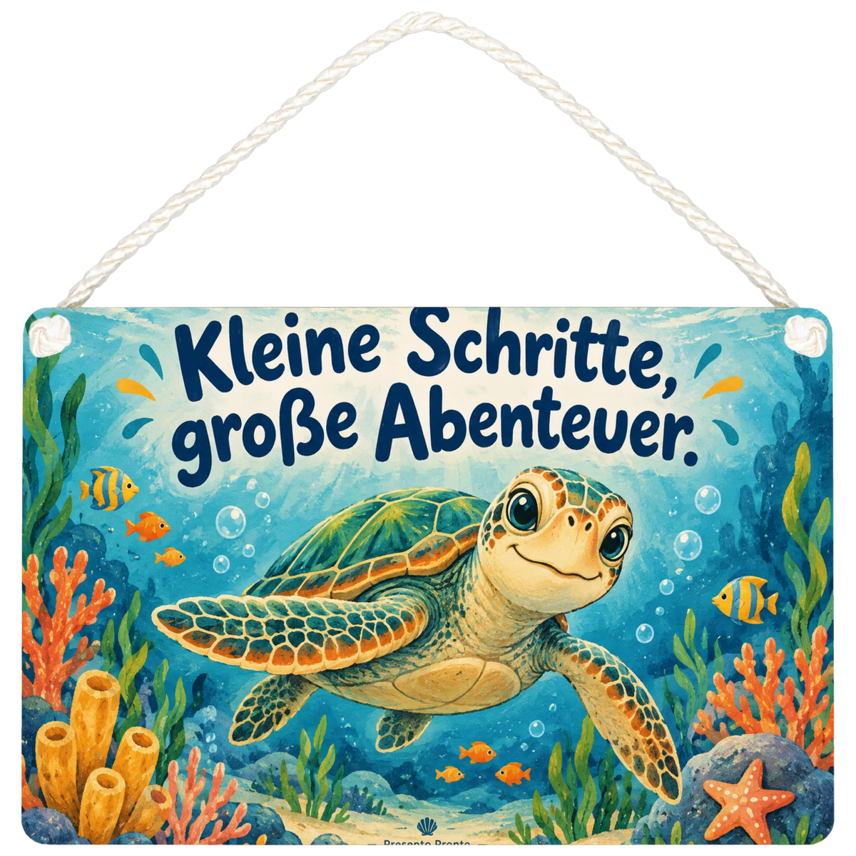 Fröhliche Schildkröte Deko Schild für Kinderzimmer Unterwassergarten