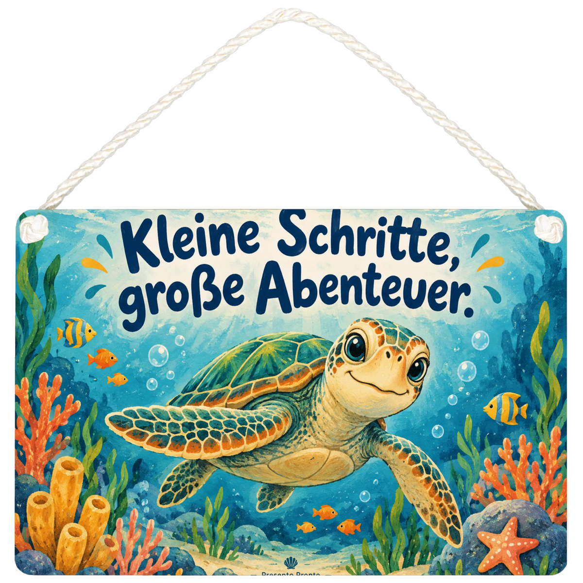 Fröhliche Schildkröte Deko Schild für Kinderzimmer Unterwassergarten