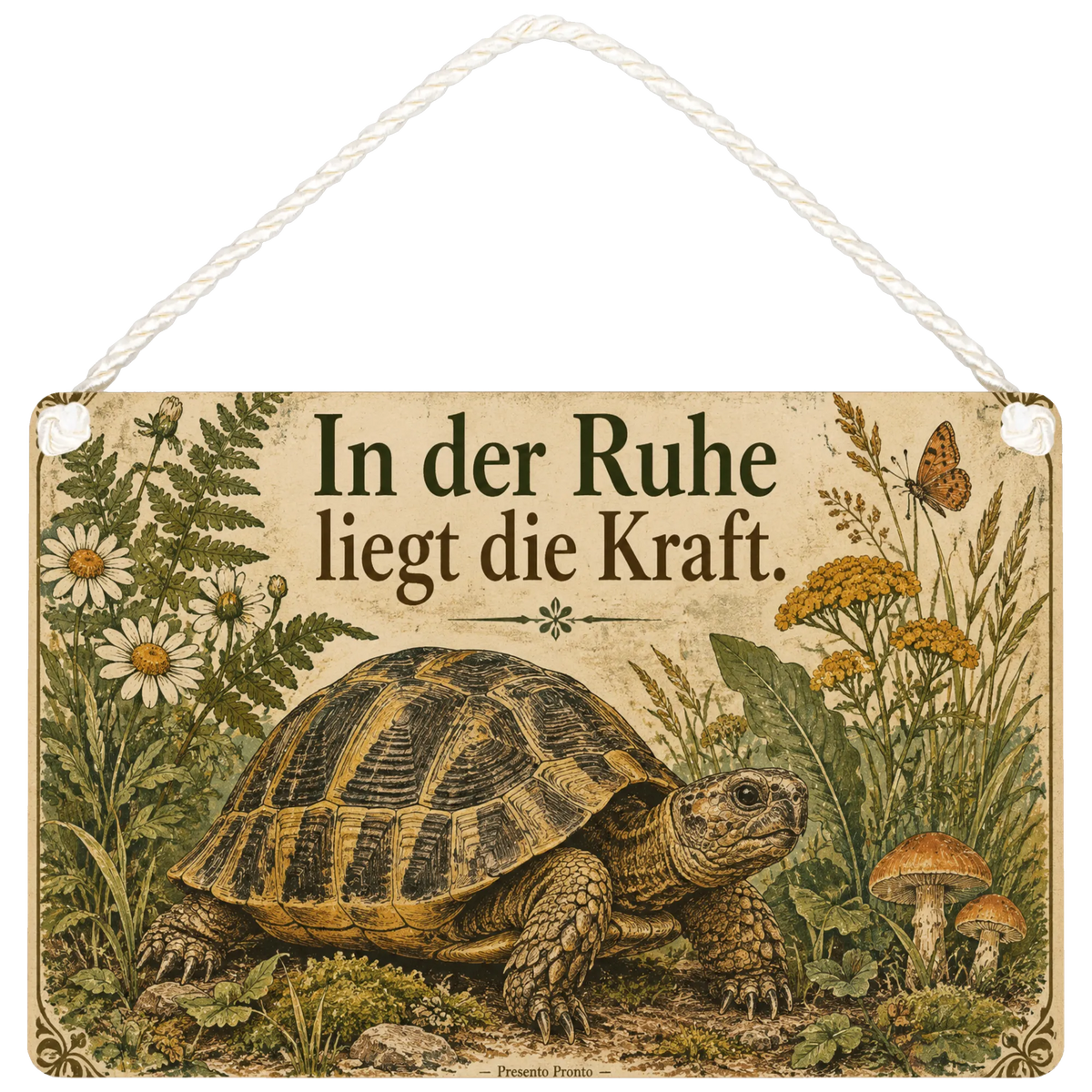 Besinnliches Landschildkröten Deko Schild für Naturfreunde