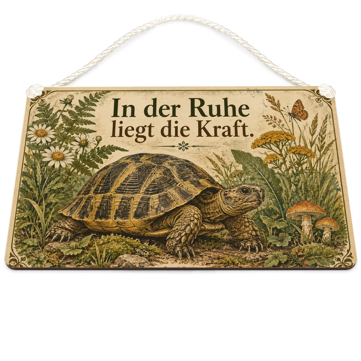 Besinnliches Landschildkröten Deko Schild für Naturfreunde