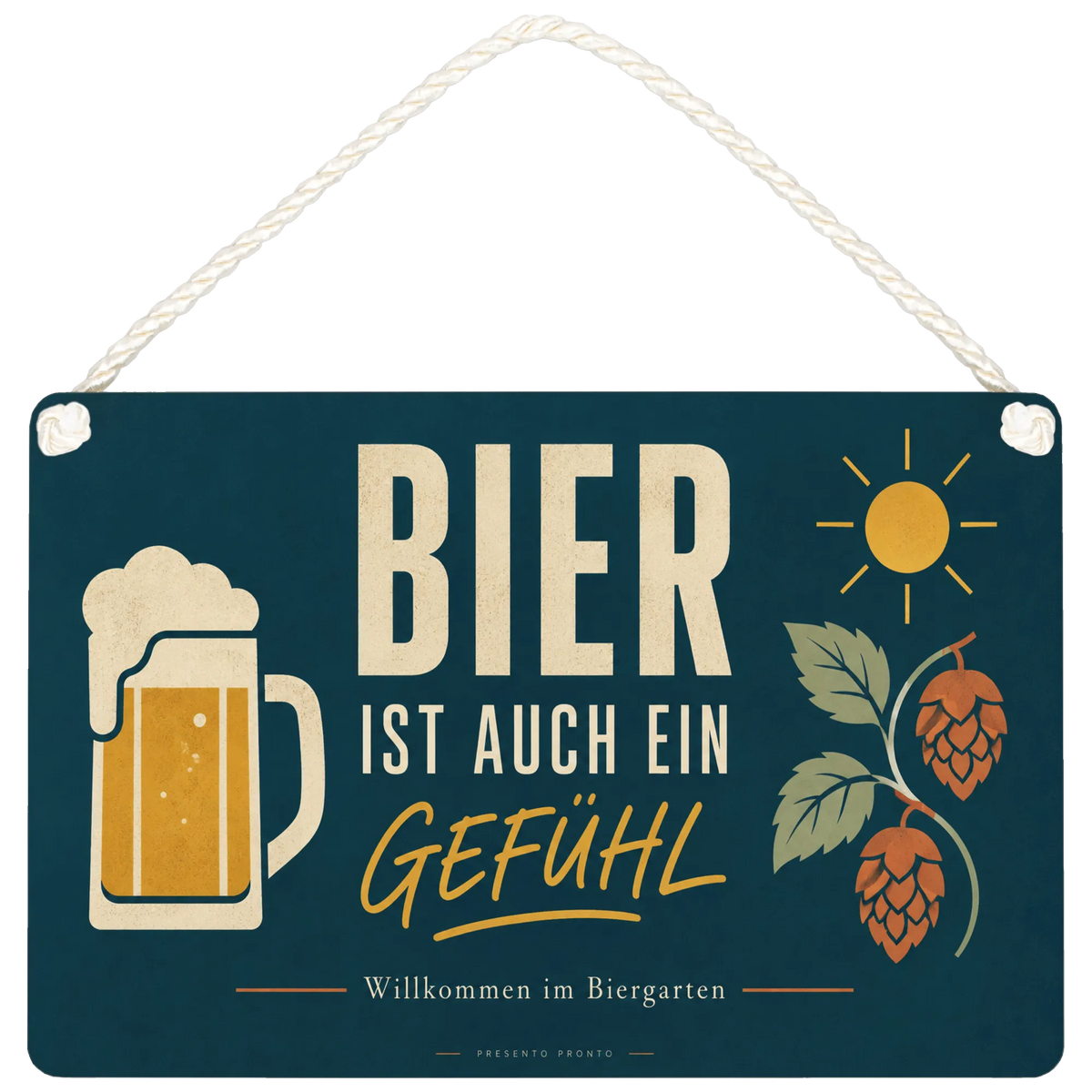 Lustiges Schild für den Biergarten mit Bierkrug