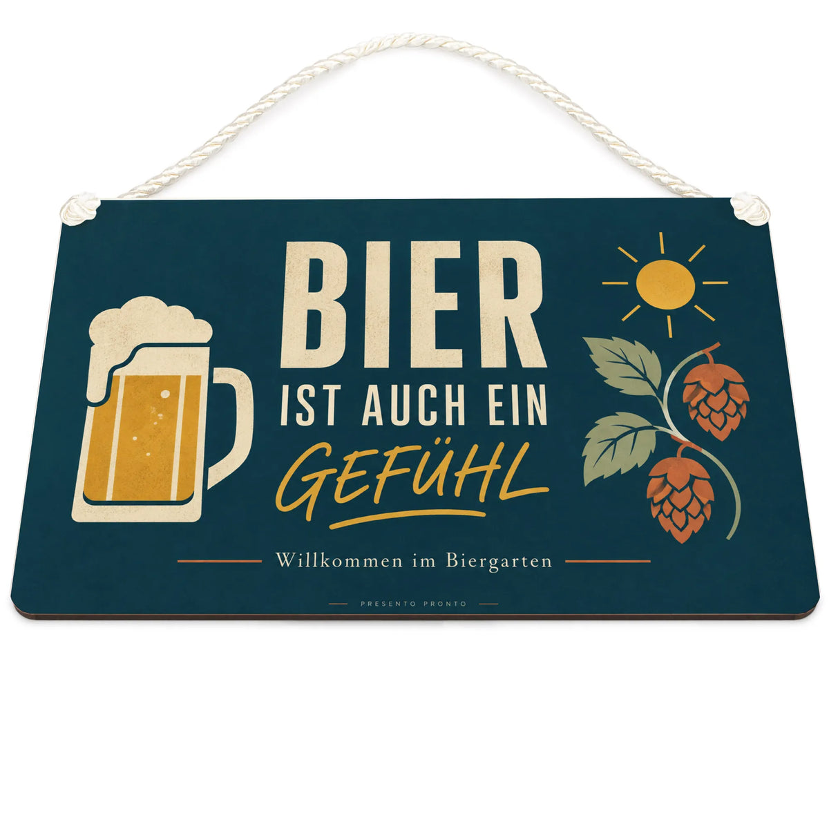 Lustiges Schild für den Biergarten mit Bierkrug