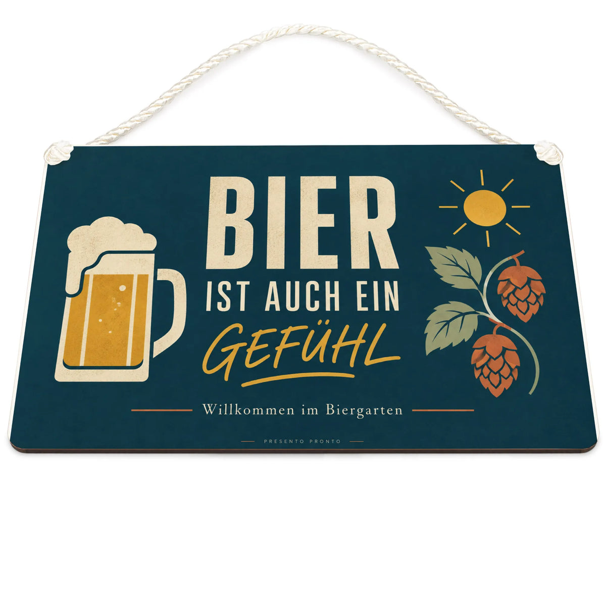Lustiges Schild für den Biergarten mit Bierkrug