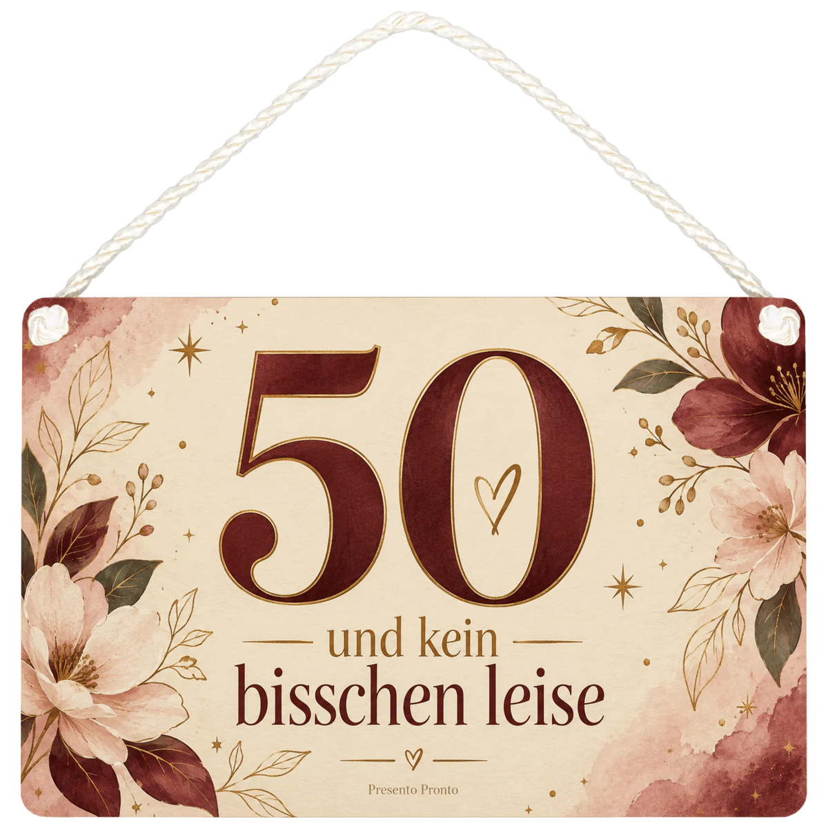 Elegantes Schild zum 50. Geburtstag mit goldener 50