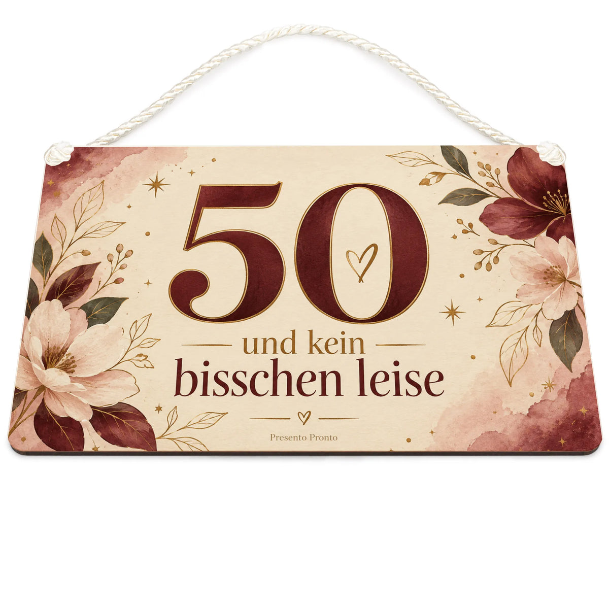 Elegantes Schild zum 50. Geburtstag mit goldener 50