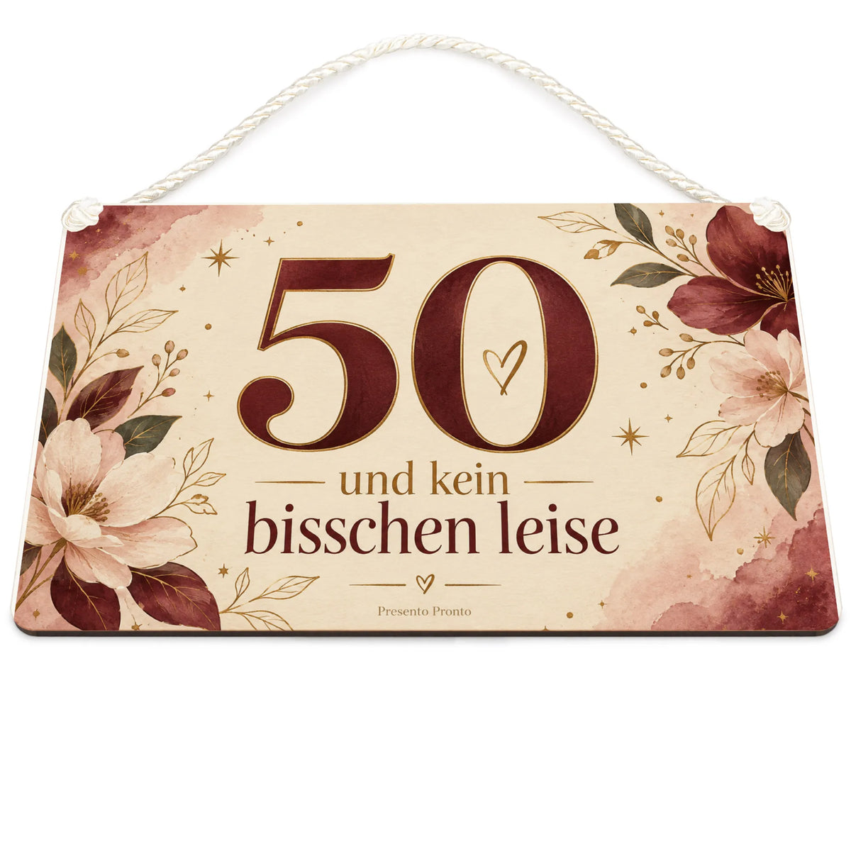 Elegantes Schild zum 50. Geburtstag mit goldener 50