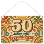 Farbenfrohes Schild zum 50. Geburtstag mit großer Zahl|p:2018436|h:c4ea9ec86614951b878da1732de448fd