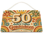 Farbenfrohes Schild zum 50. Geburtstag mit großer Zahl|p:2018437|h:e223050e1975262e8b40b9e86c14c29d