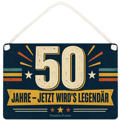 Lustiges Schild zum 50. Geburtstag mit großer Zahl 50