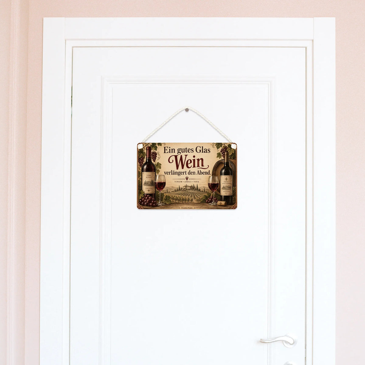 Gemütliches Weinschild für Weinliebhaber mit Weingläsern
