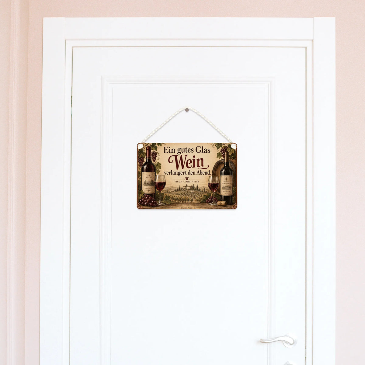 Gemütliches Weinschild für Weinliebhaber mit Weingläsern