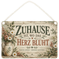 Herzliches Vintage Holzbild für Zuhause mit Wildblumen